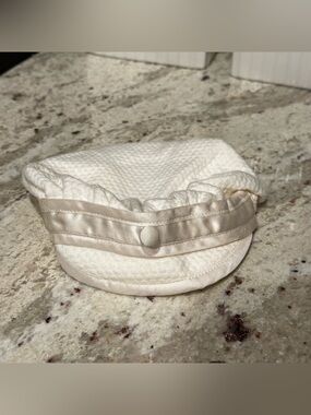 Cream Sailor-Style Kids Hat with Satin Trim